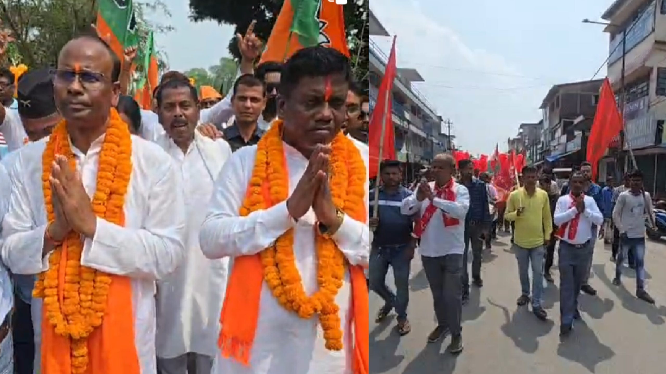 শোভাযাত্রা সহ বিজেপি ও সিপিএমের ৪প্রার্থীর মনোনয়ন জমা এসডিও অফিসে