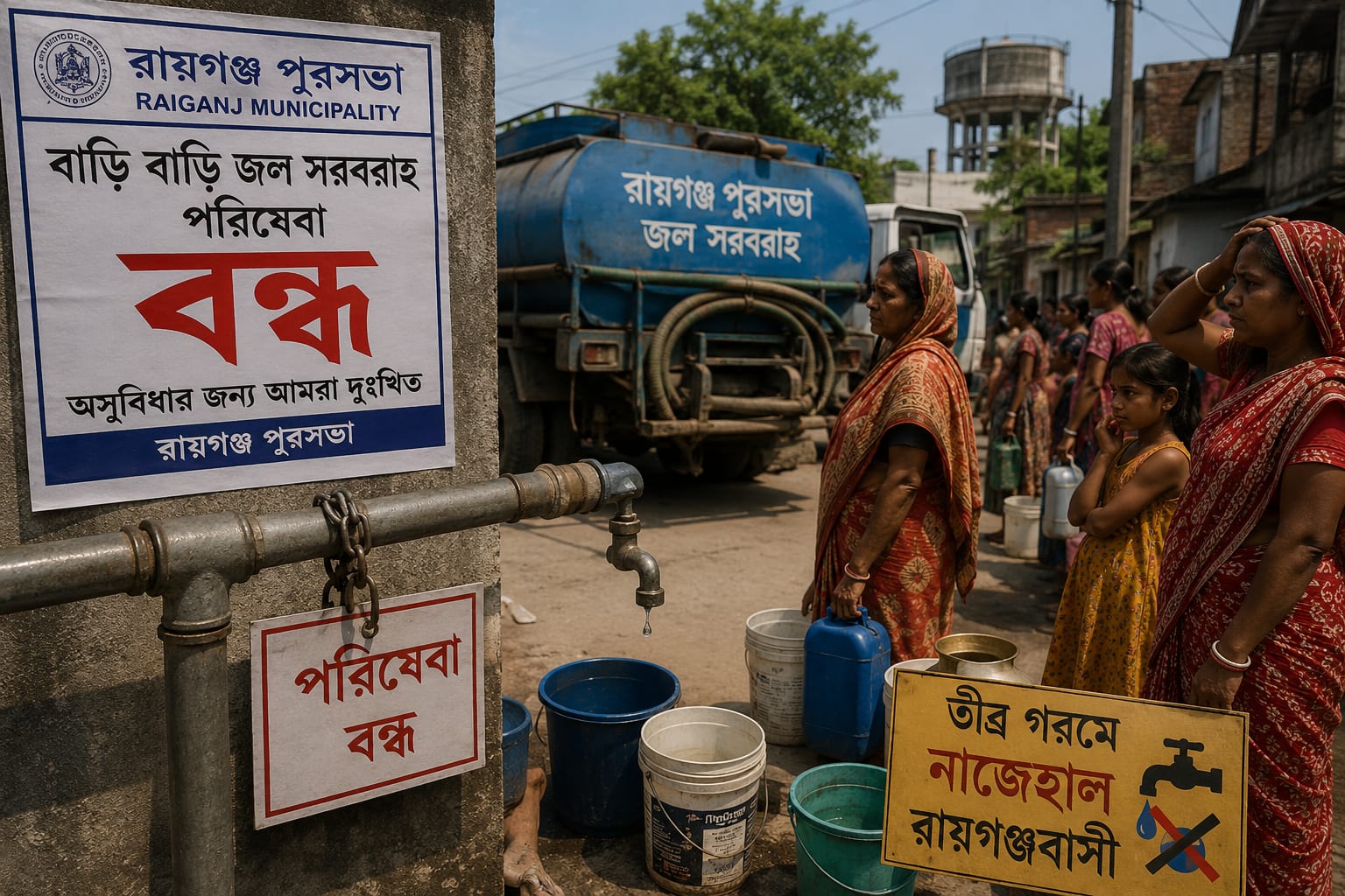 বন্ধ পুরসভার জল সরবরাহ, তীব্র গরমে নাজেহাল রায়গঞ্জবাসী